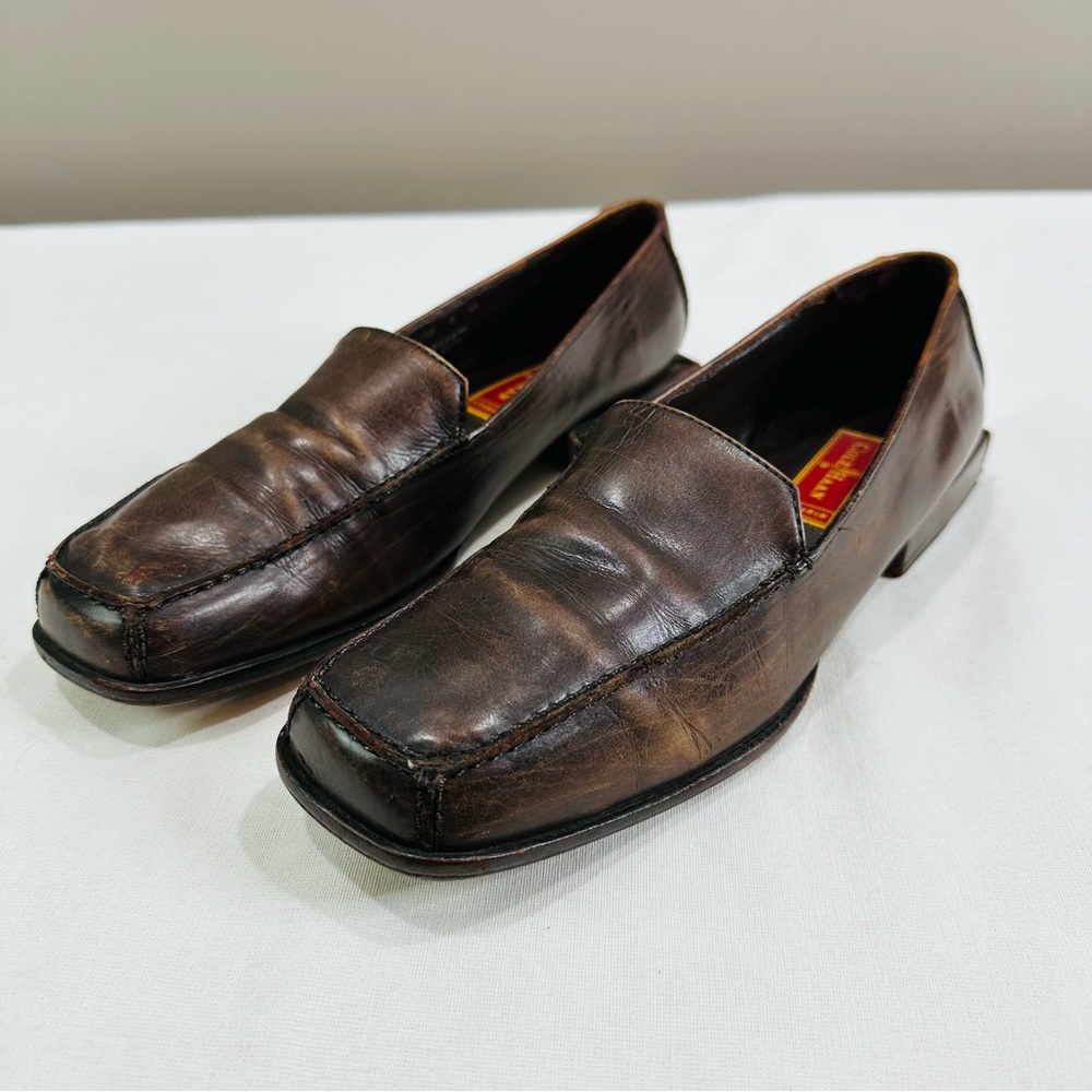 VINTAGE 90’S COLE HAAN DISTRESS LEATHER MADE IN BRAZIL LOAFERS SIZE 9 AA
